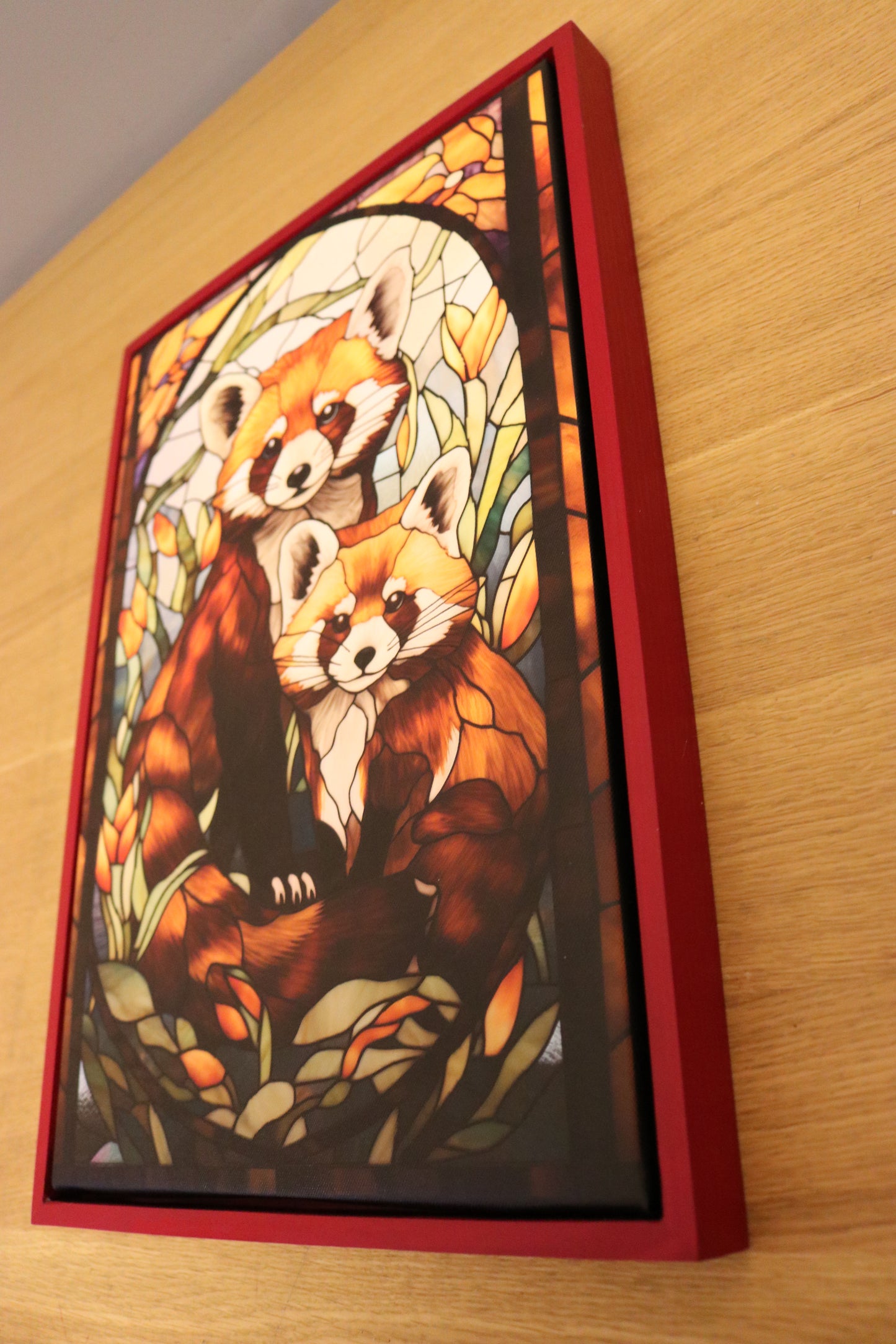 Red Panda Wall Art - Animal Canvas Print - Stained Glass