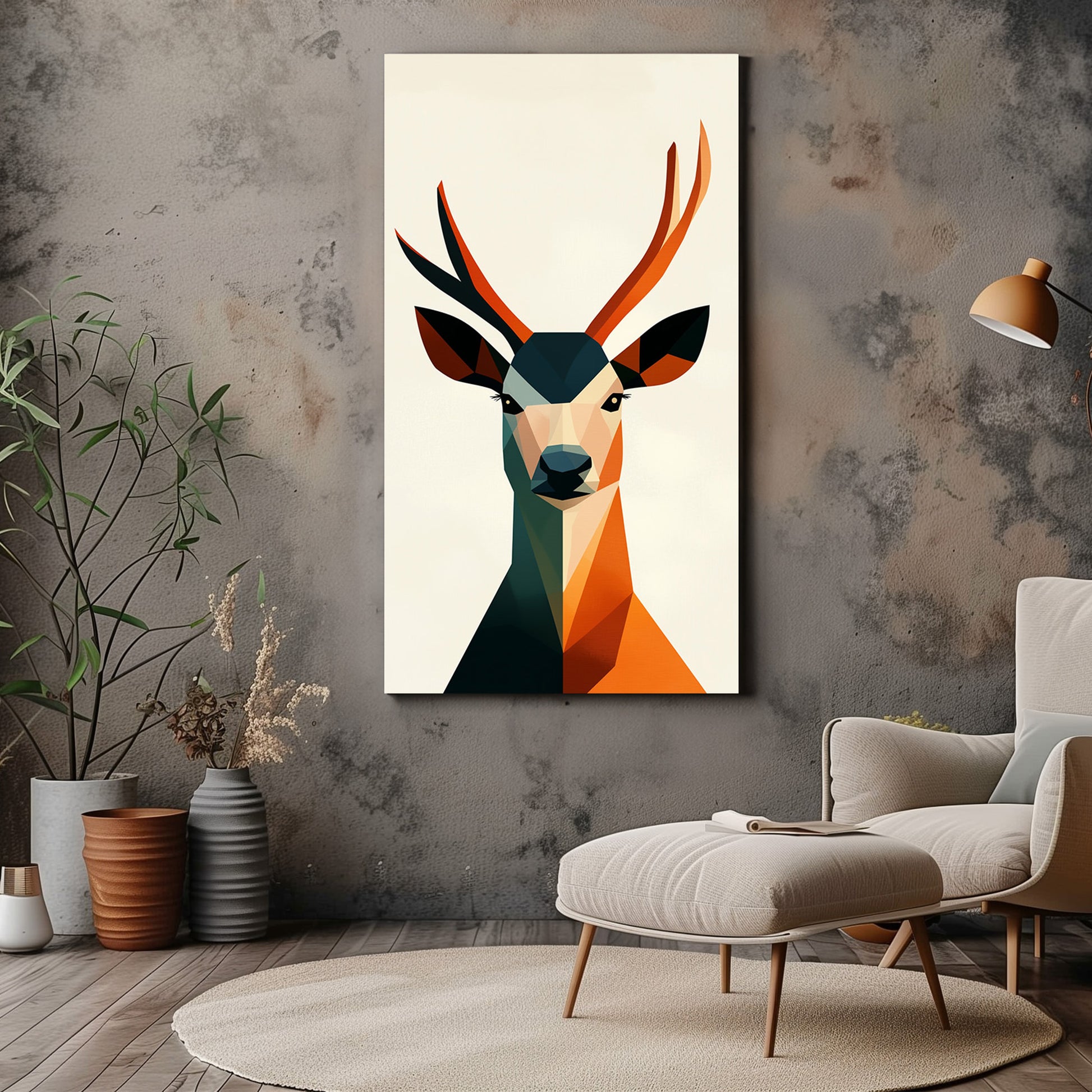 Geometric Deer Canvas Wall Art