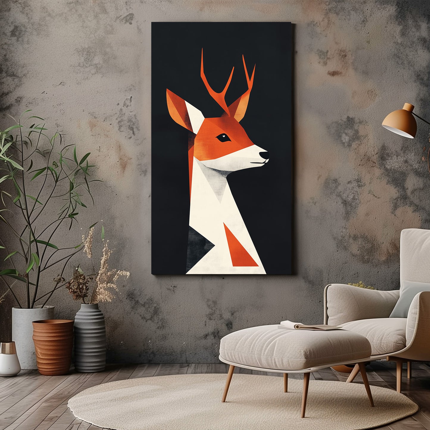 Geometric Deer Canvas Wall Art