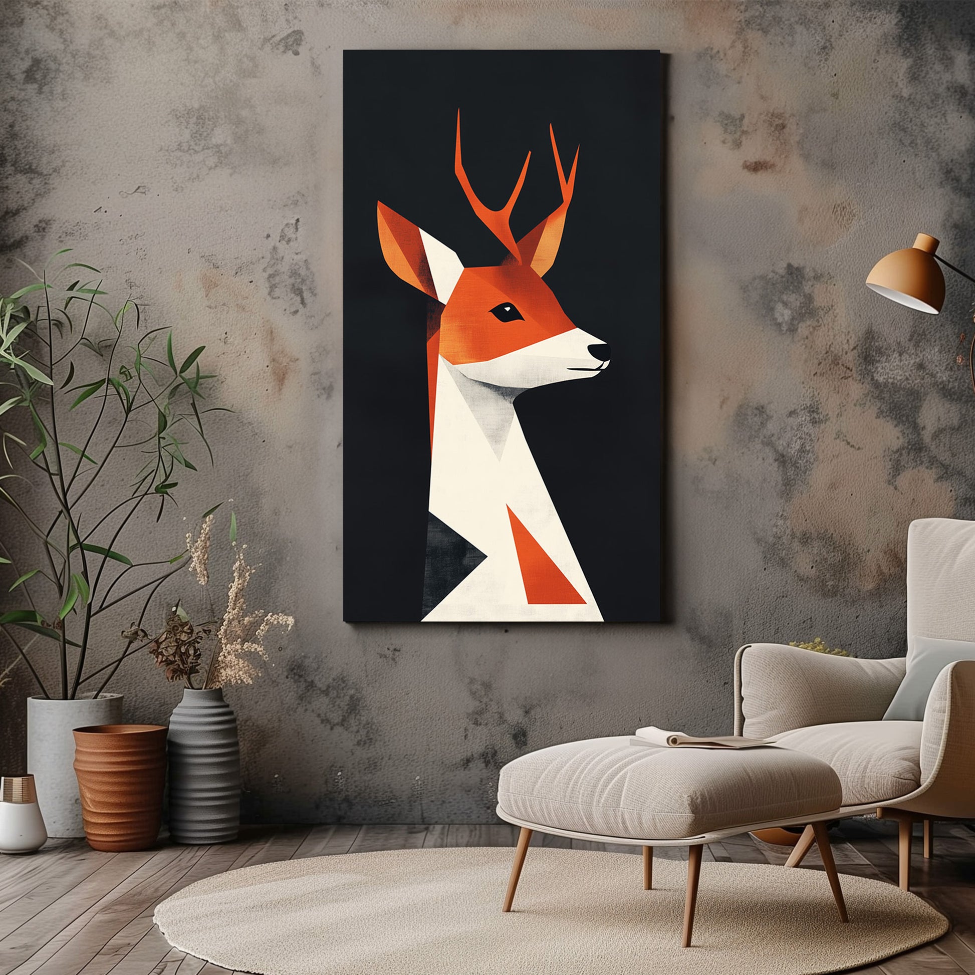 Geometric Deer Canvas Wall Art