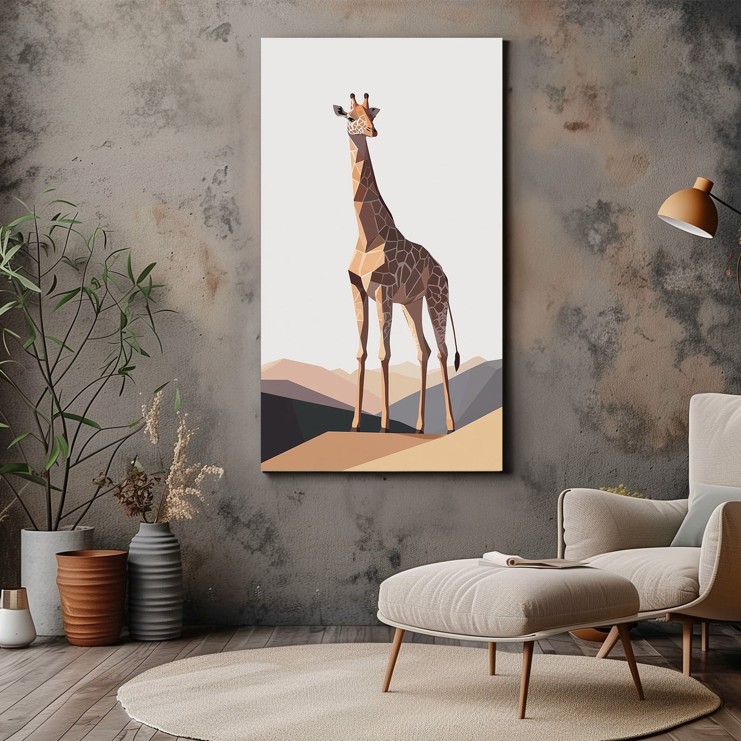 Geometric Giraffe Canvas Wall Art 