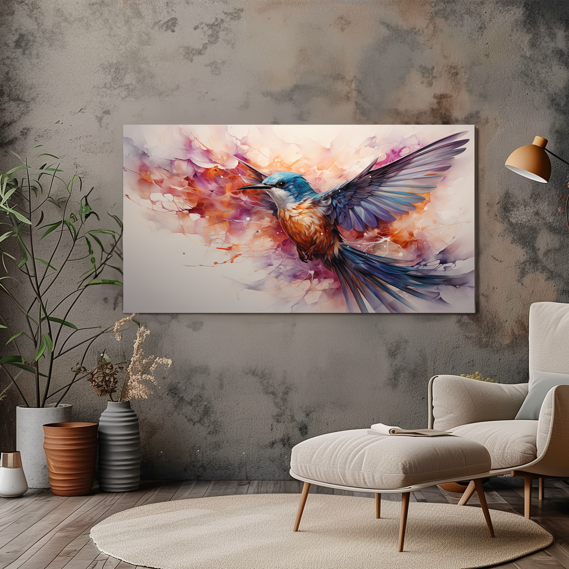 Colourful Bird Canvas with Abstract Background - Wall Art & Decor