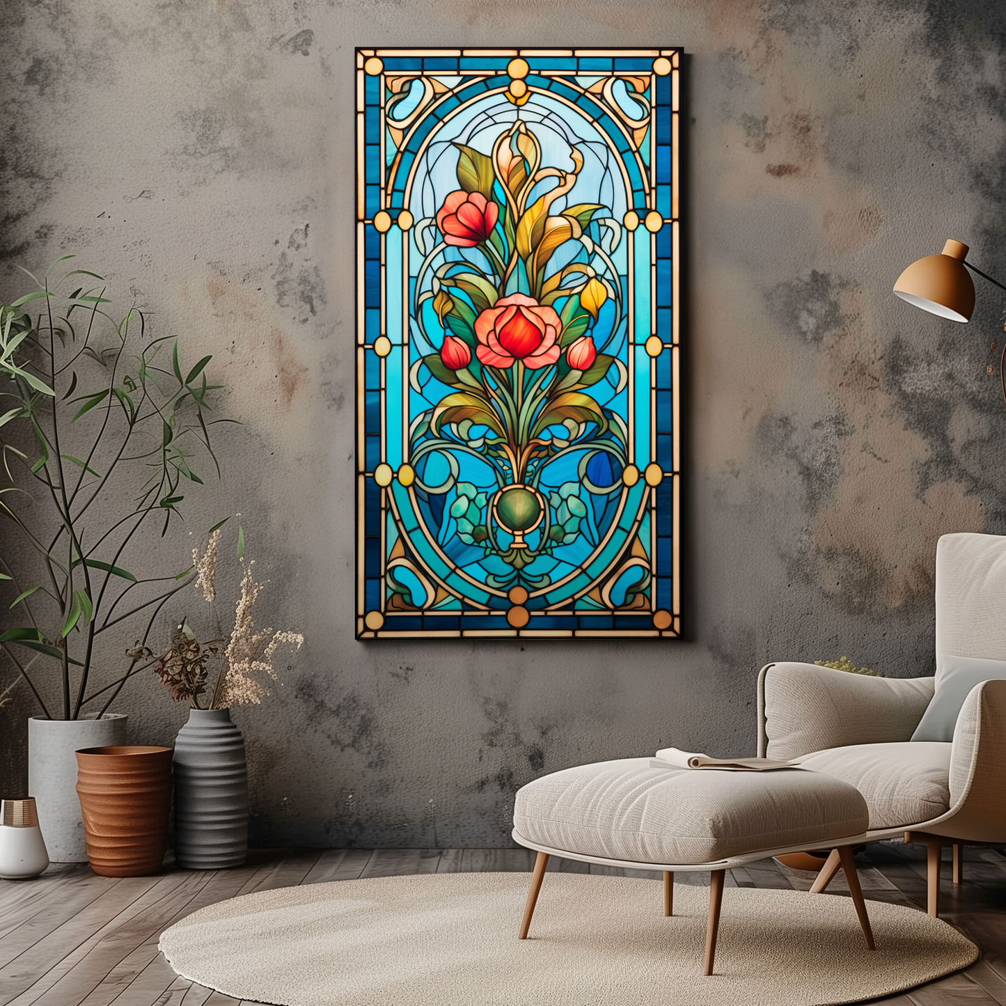 Tulip Stained Glass Style Canvas Art - Dalexi