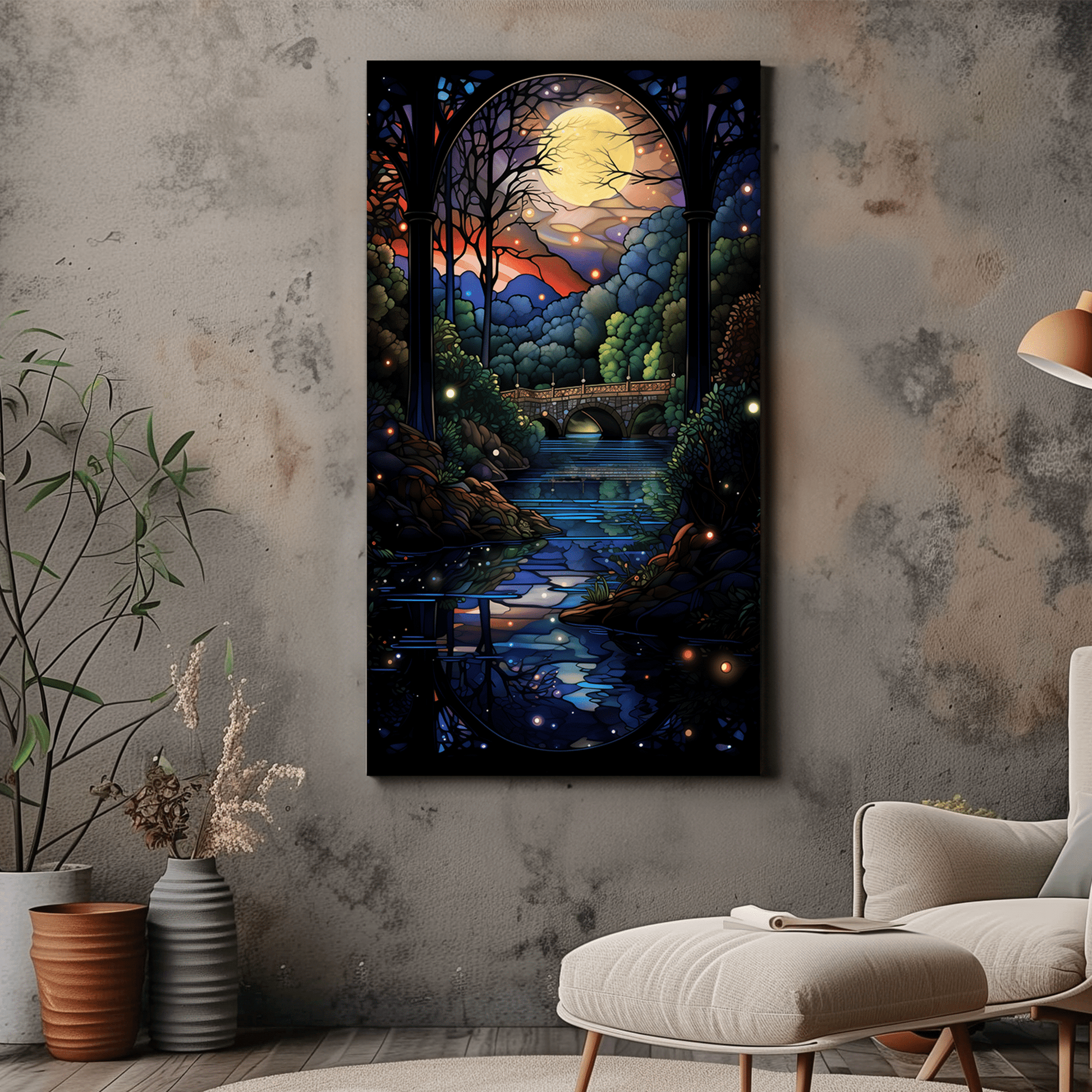 Moonlit Forest Art Deco