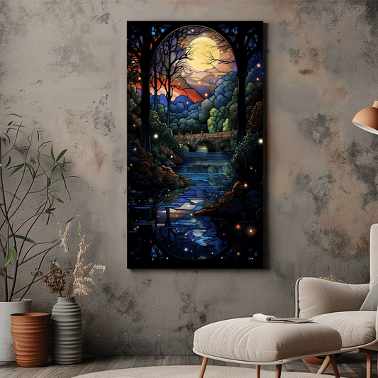 Moonlit Forest Art Deco