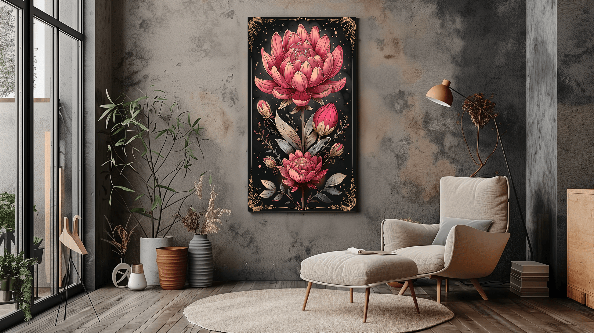 Lotus Flower Wall Art - Vintage Flower Wall Art - Canvas Print