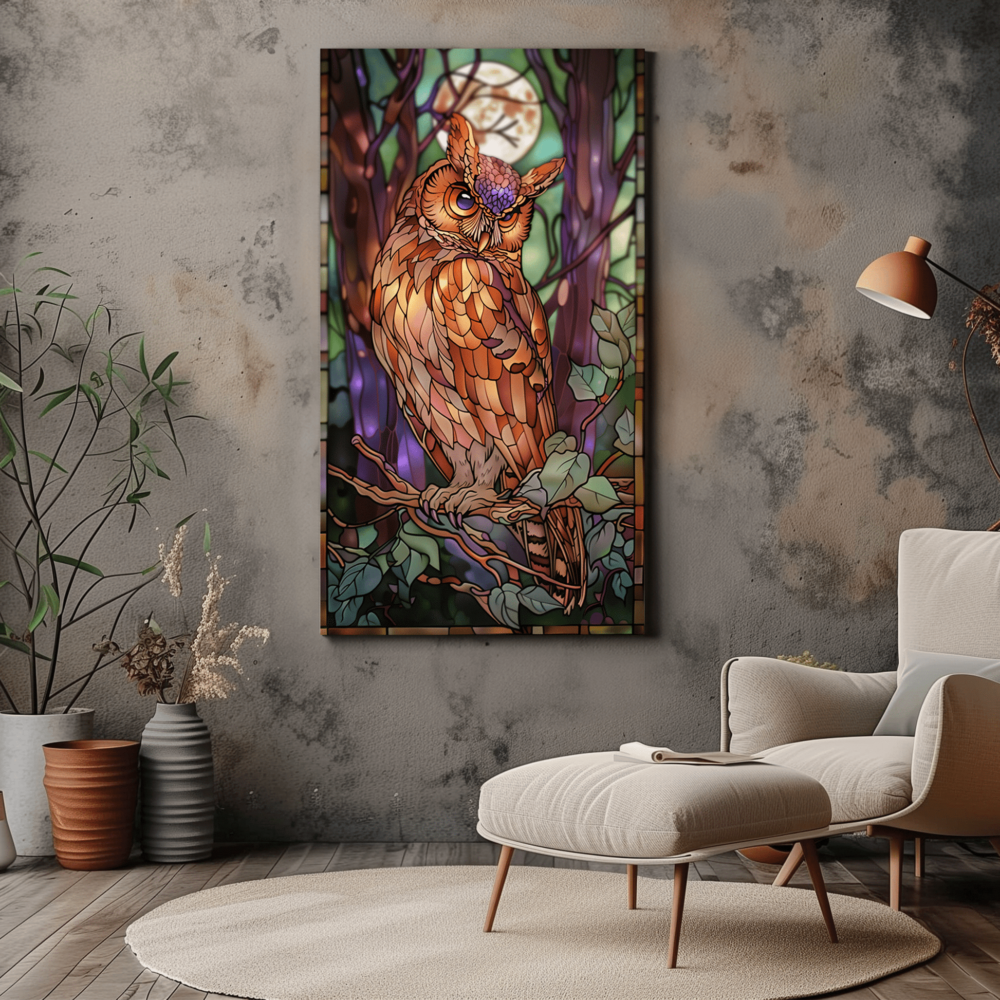 Owl Stained Glass Art - Dalexi