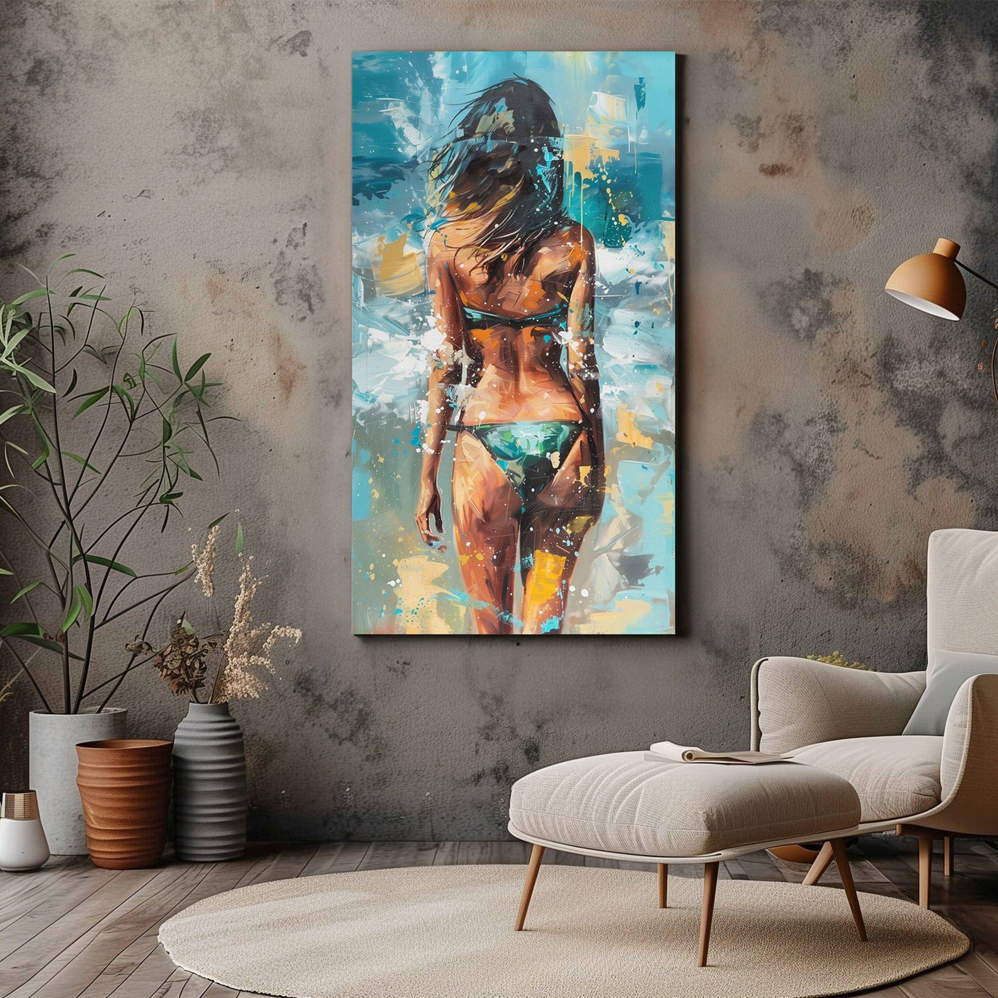 Abstract Woman on Beach Modern Canvas Print - Wall Art - Dalexi