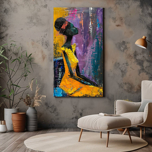 Bold and Expressive Woman in Yellow Dress Canvas Print - Wall Art - Dalexi