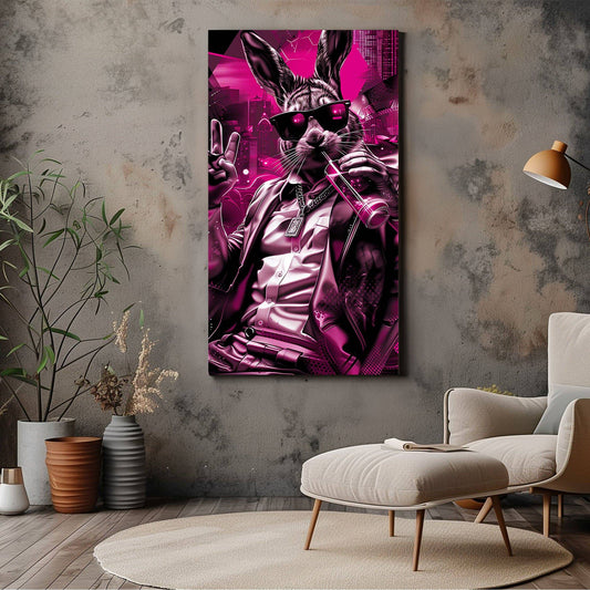 Bold and Vibrant Rabbit Fantasy Canvas Print - Wall Art - Dalexi