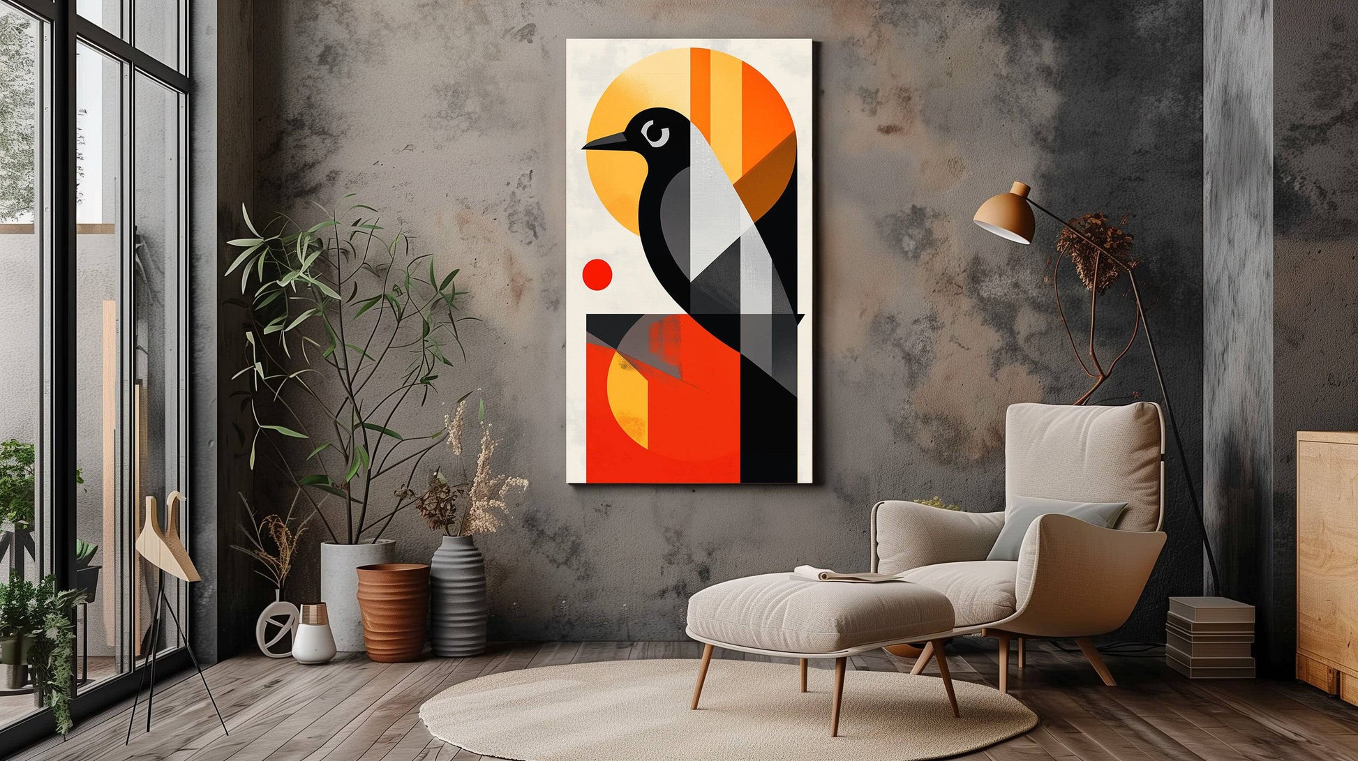 Colourful Bird Canvas Print - Abstract Modern Art for Home Decor