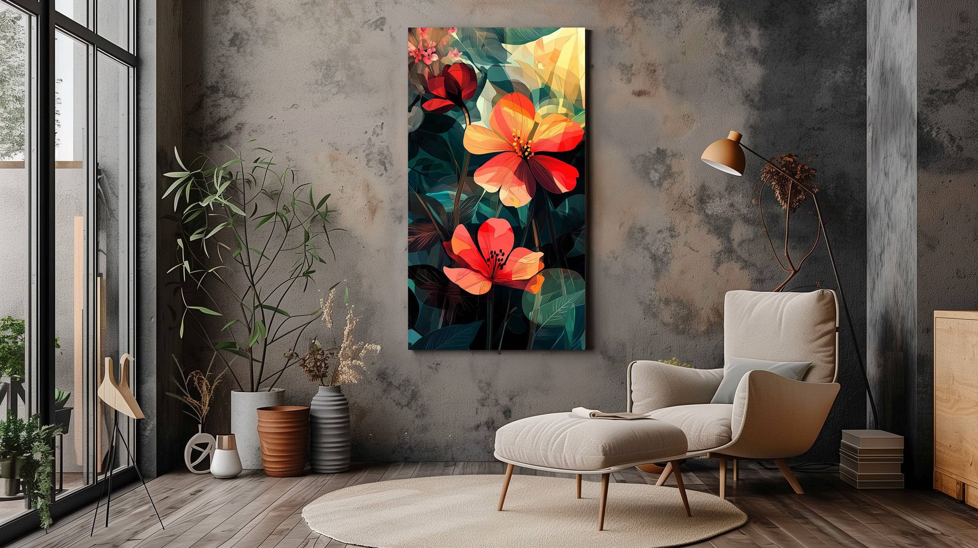 Floral Canvas Wall Art – Vibrant Abstract Flowers for Modern Home Décor