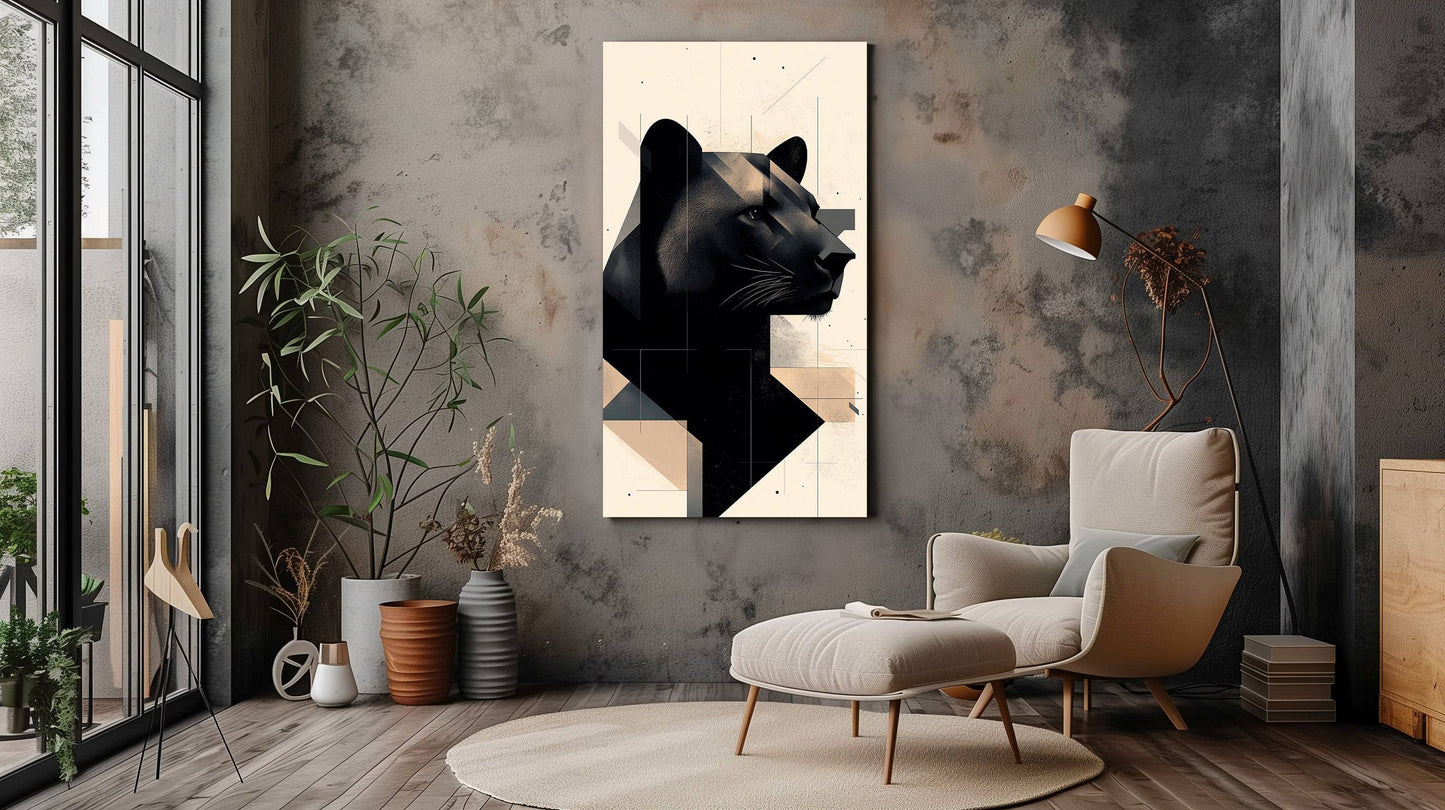 Minimalist Panther Wall Art - Modern Wildlife Canvas Print