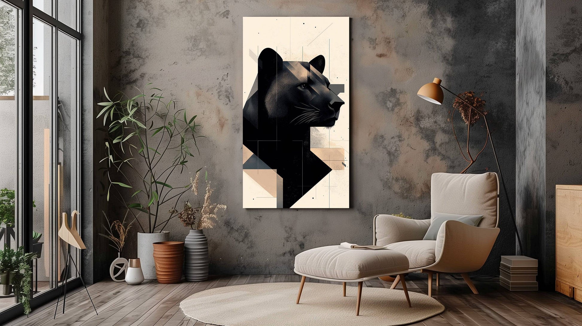 Minimalist Panther Wall Art - Modern Wildlife Canvas Print