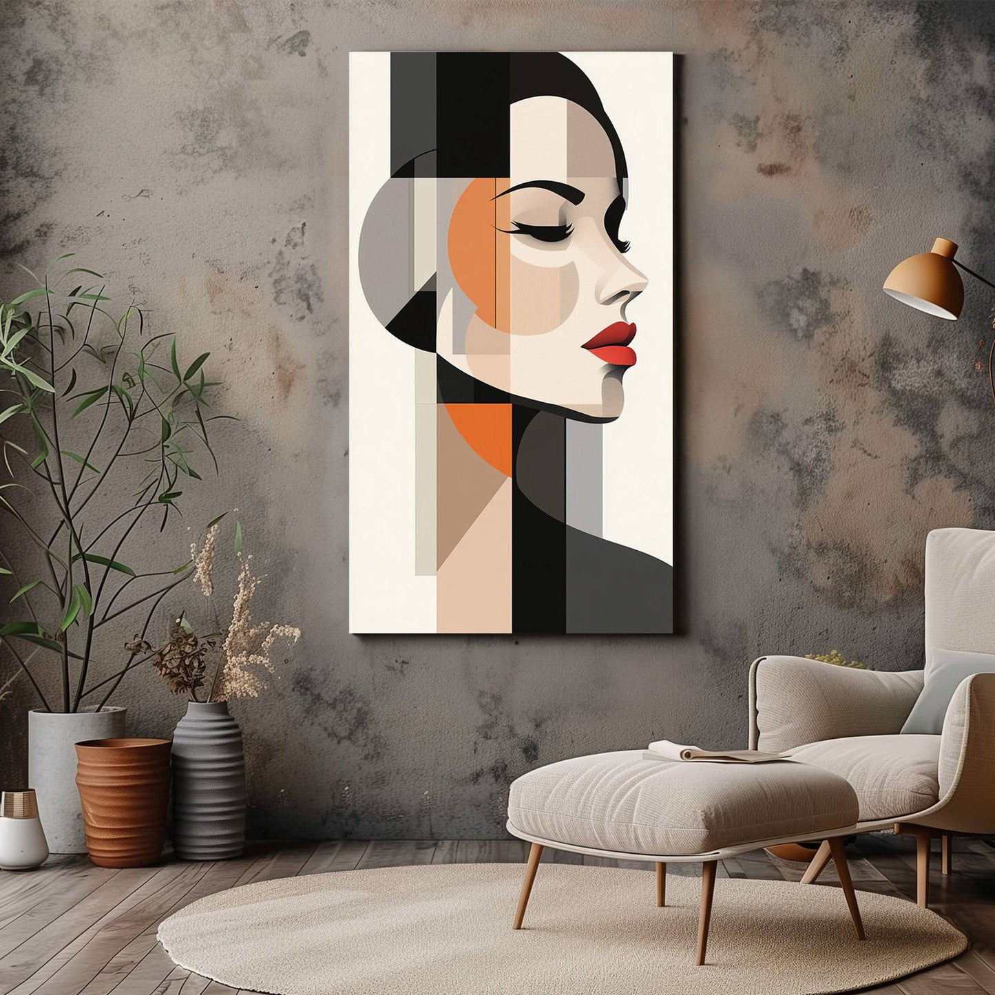 Minimalistic Portrait Canvas Wall Art - Bold Geometric Face Design
