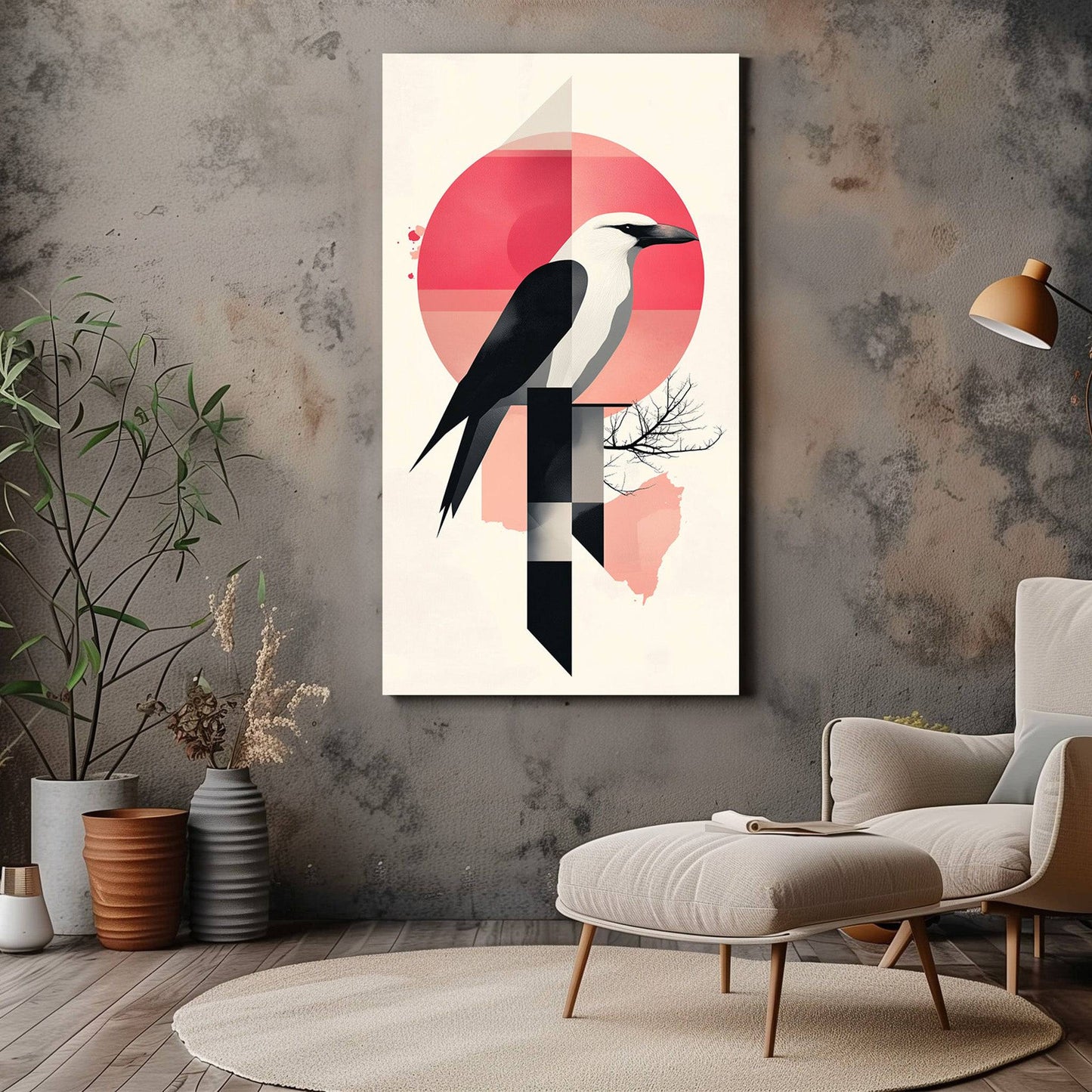 Modern Geometric Bird Canvas Art