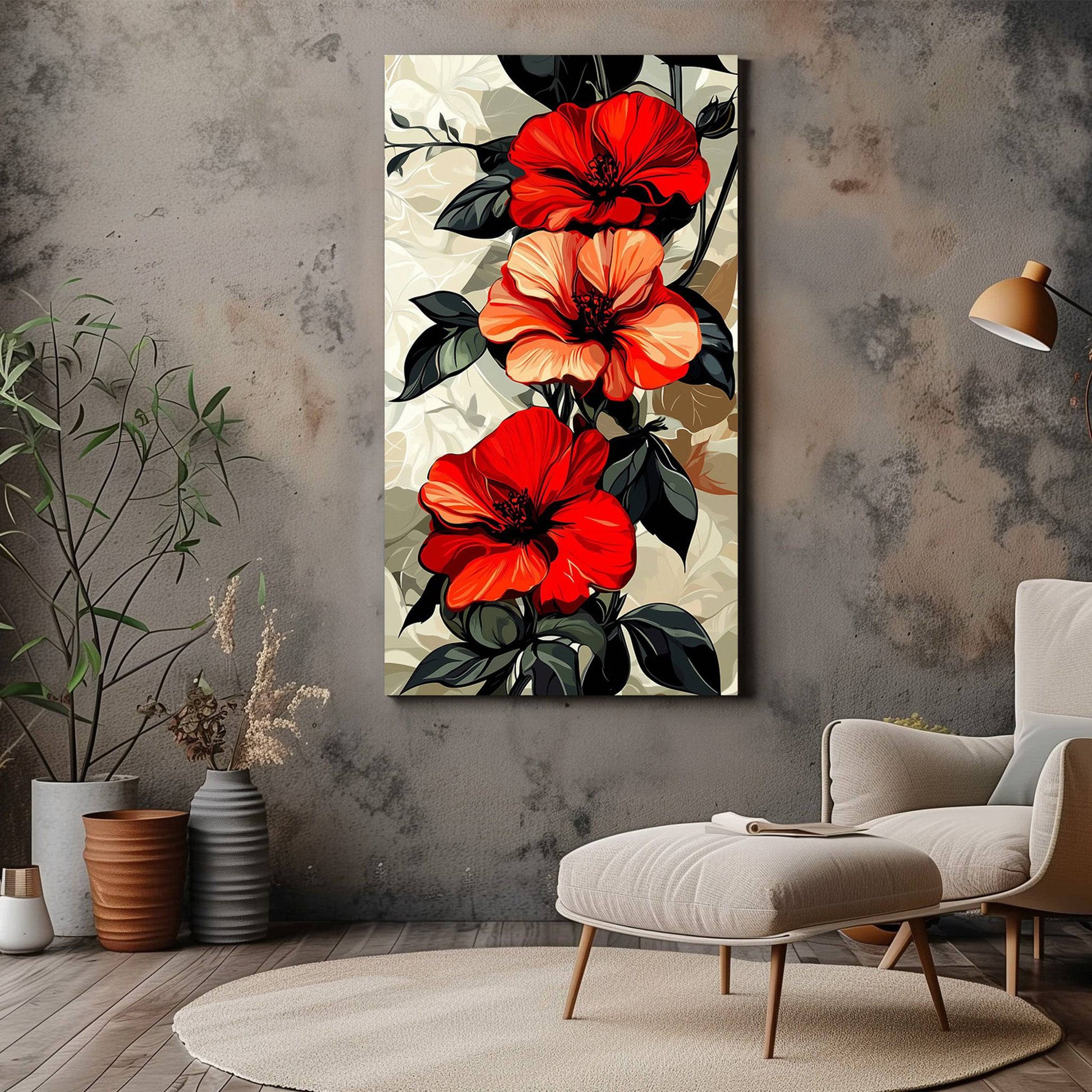Modern Hibiscus Flower Canvas Print - Wall Art & Decor - Dalexi
