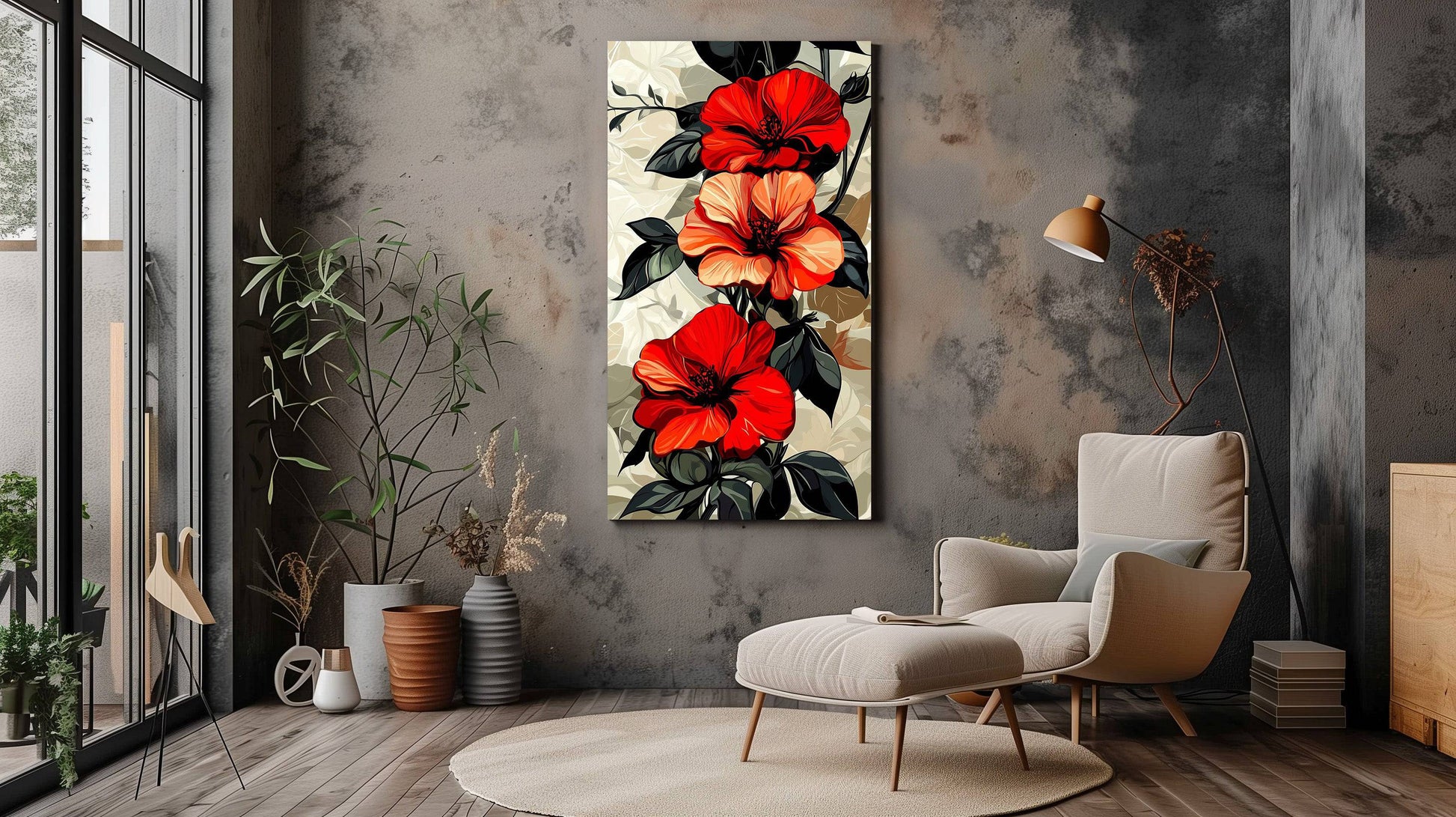 Modern Hibiscus Flower Canvas Print - Wall Art & Decor - Dalexi
