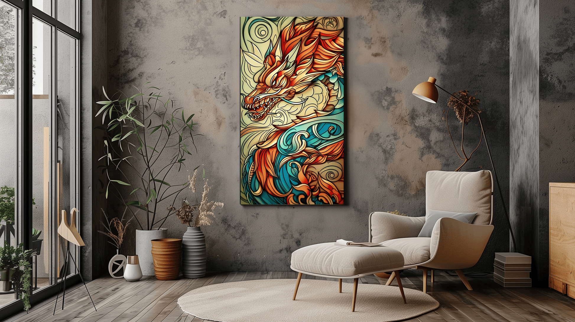 Mythical Dragon Abstract Canvas Print - Wall Art & Decor - Dalexi