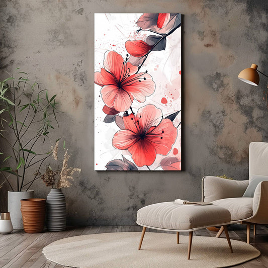 Red and Pink Floral Canvas Wall Art - Dalexi