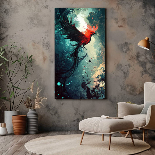 Red Phoenix Canvas Wall Art