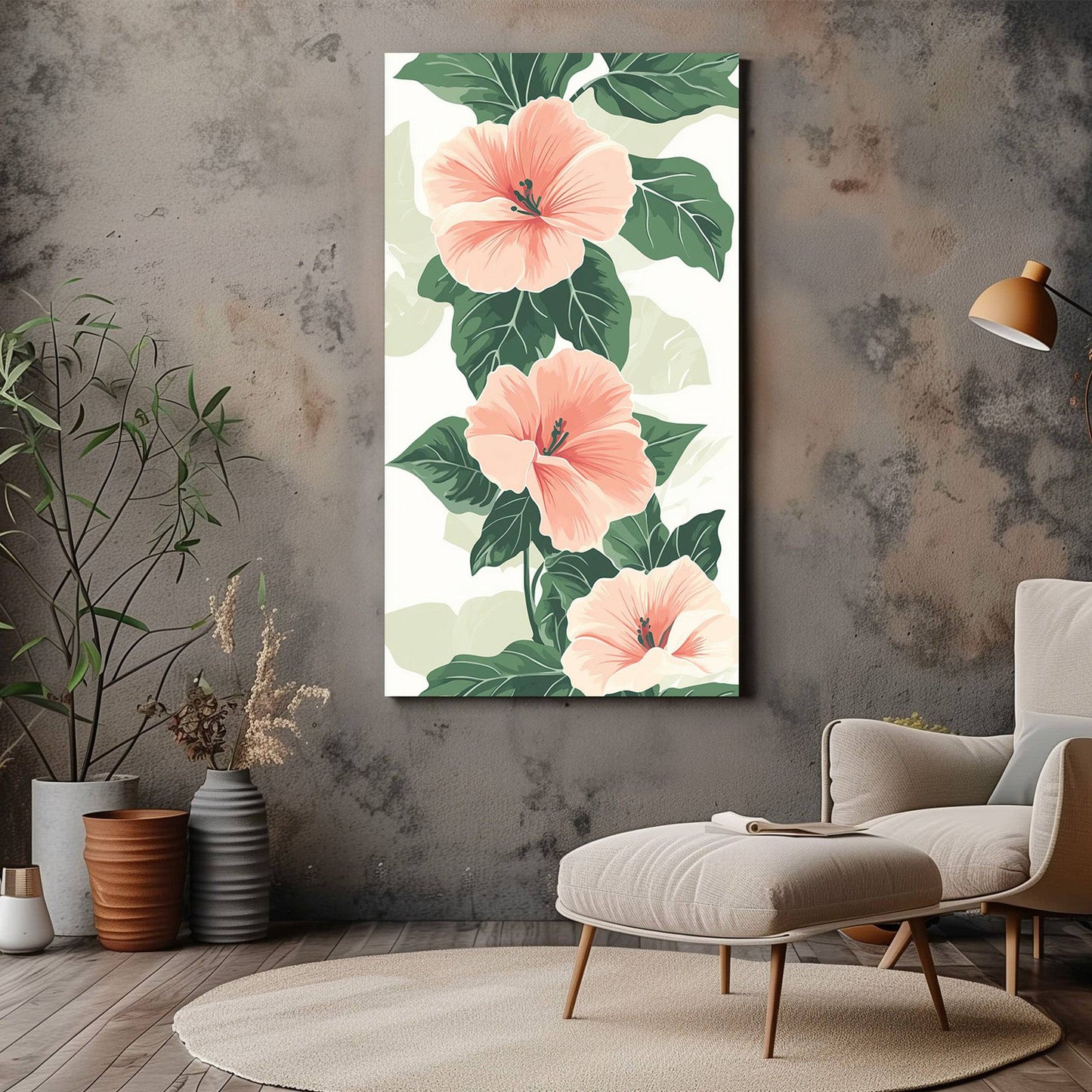 Soft Pink Floral Canvas Wall Art