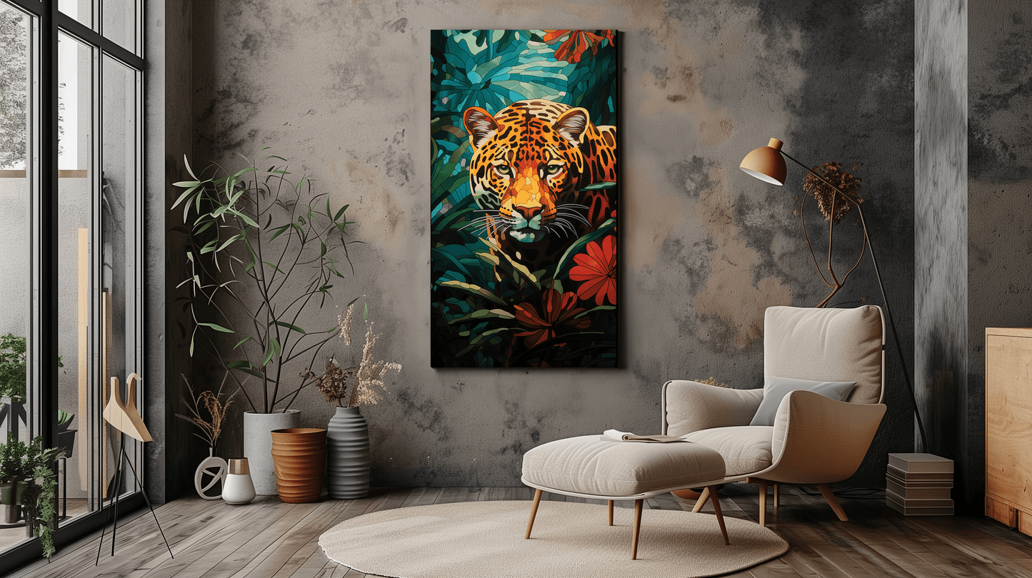 Striking Bold and Vibrant Leopard Canvas Print - Wall Art - Dalexi