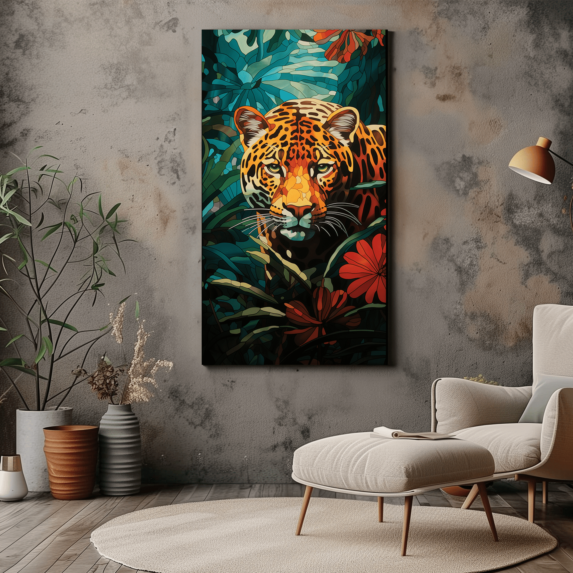 Striking Bold and Vibrant Leopard Canvas Print - Wall Art - Dalexi