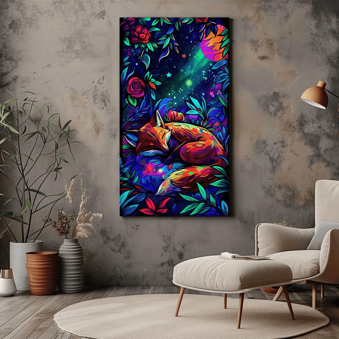 Vibrant Neon Colours Fantasy Animal Canvas Print - Wall Art - Dalexi