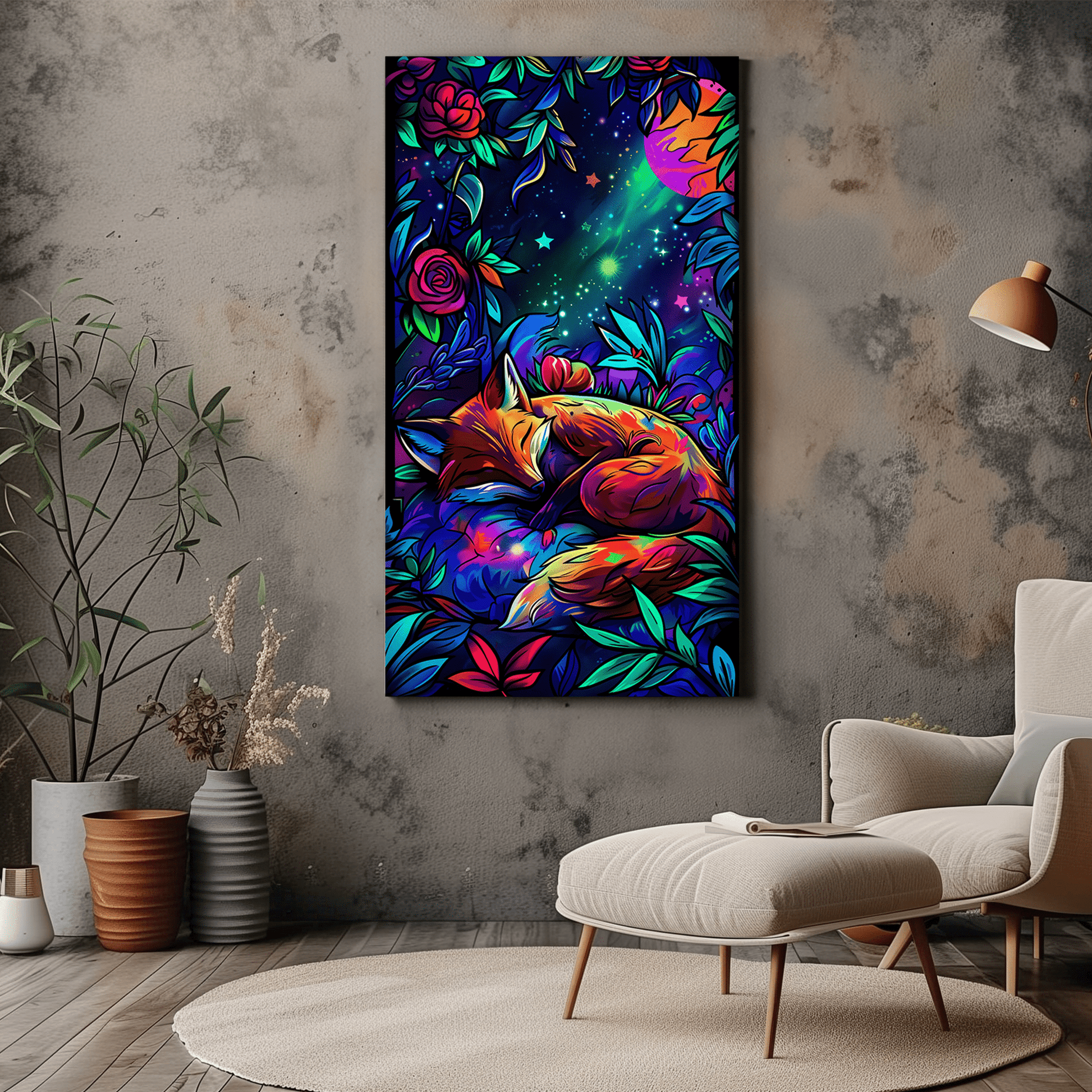 Vibrant Neon Colours Fantasy Animal Canvas Print - Wall Art - Dalexi