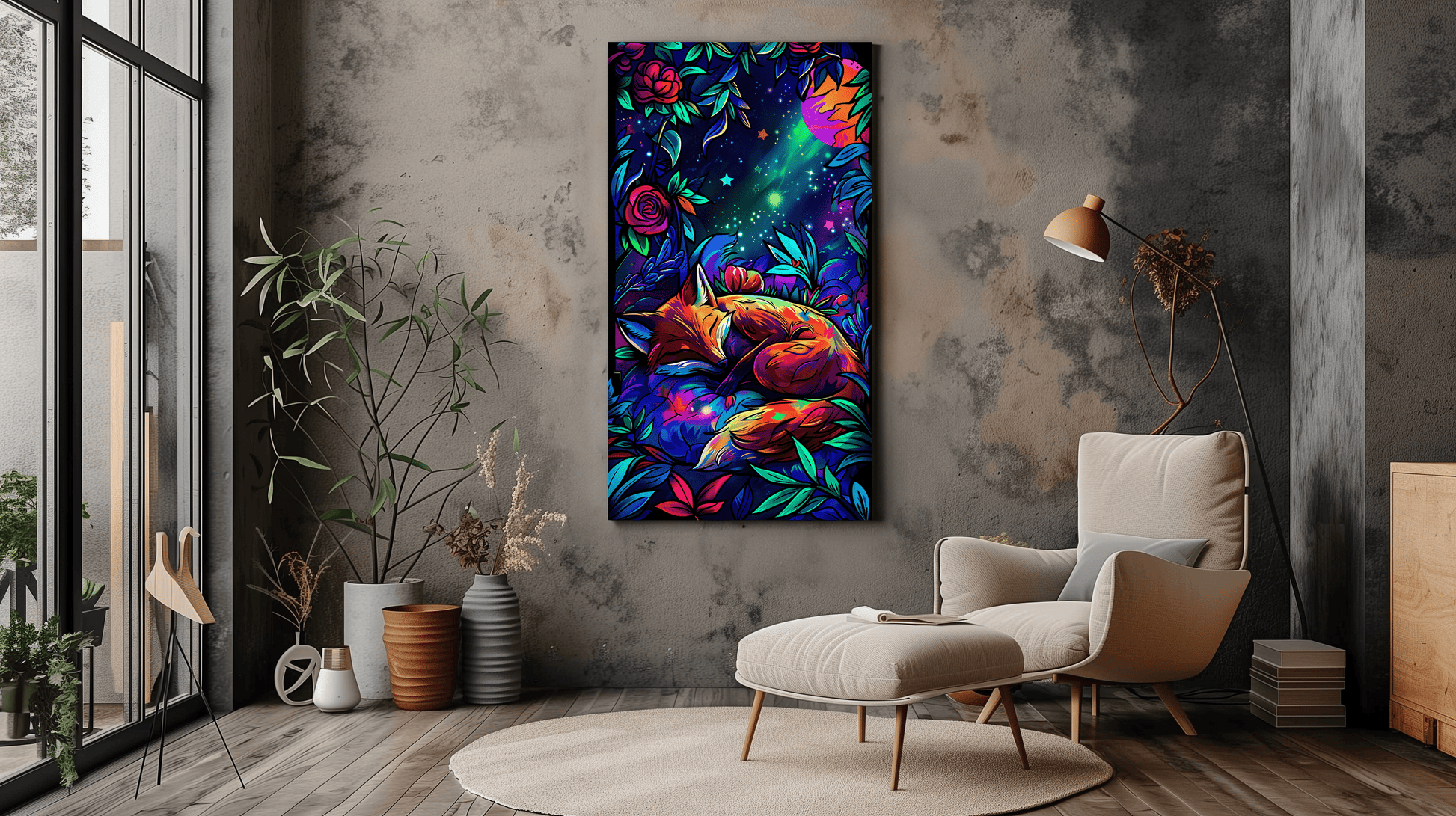 Vibrant Neon Colours Fantasy Animal Canvas Print - Wall Art - Dalexi