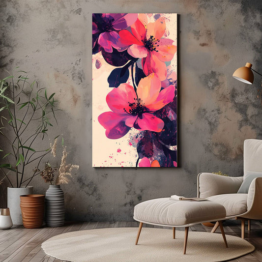 Vibrant Pink and Purple Floral Canvas Wall Art