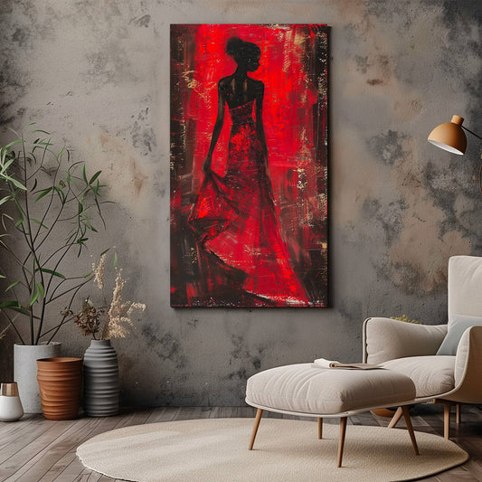 Woman in Red Dress Modern Abstract Canvas Print - Wall Art - Dalexi