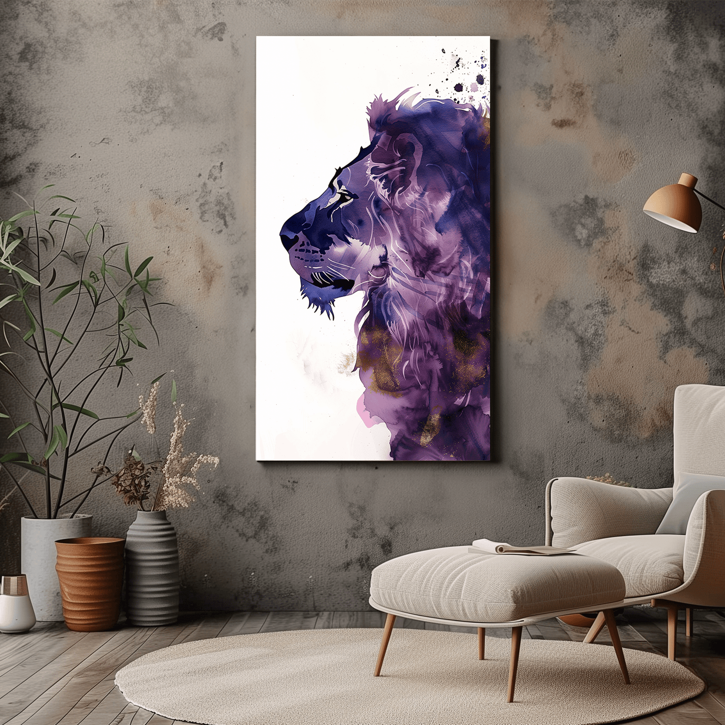 Abstract Lion Canvas Wall Art - Vibrant Watercolour Painting