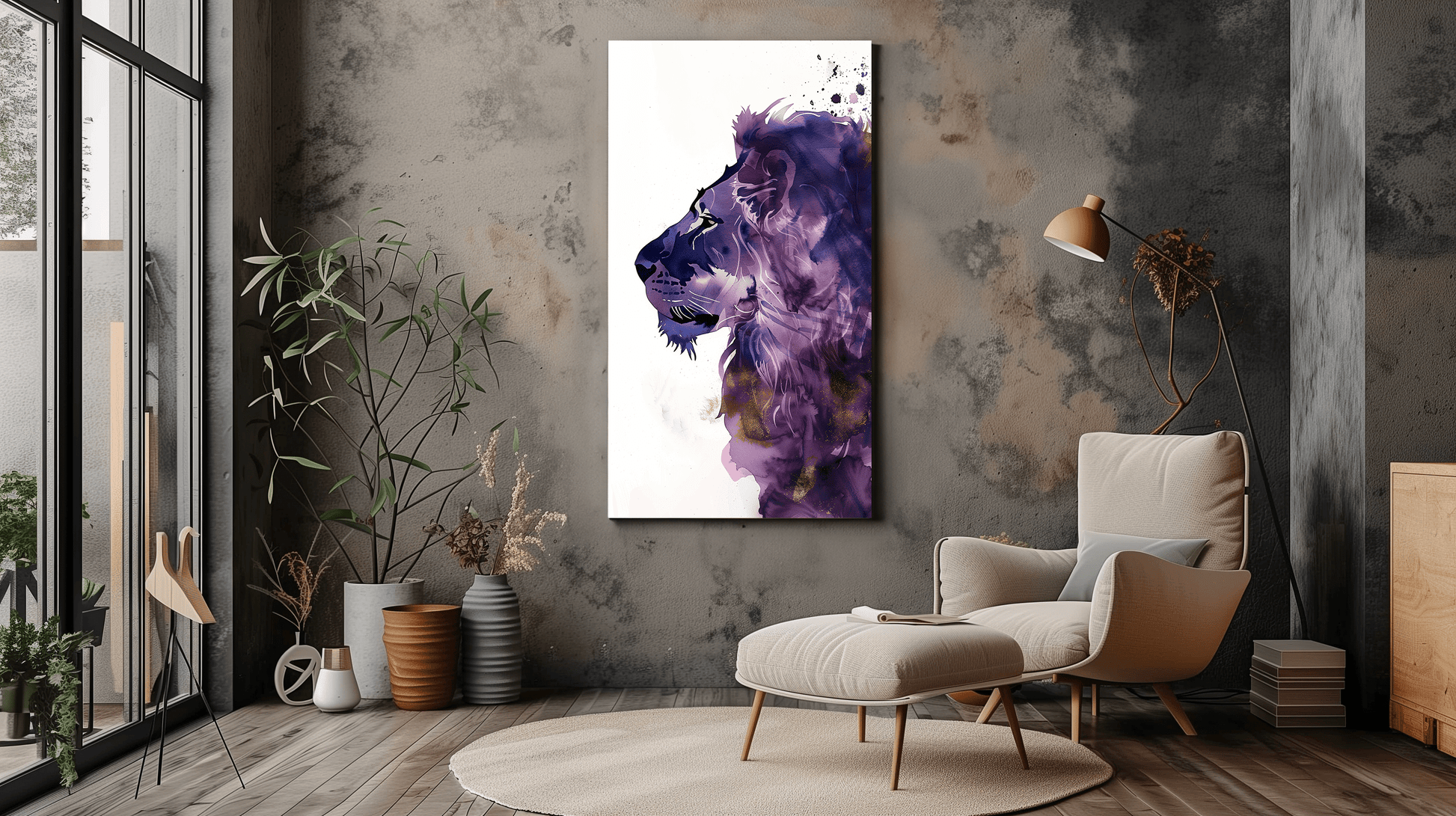 Abstract Lion Canvas Wall Art - Vibrant Watercolour Painting
