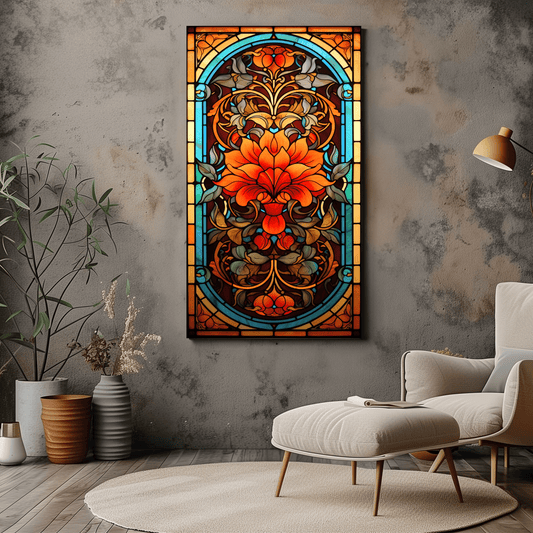 Art Nouveau Floral - Victorian Stained Glass - Wall Art - Dalexi