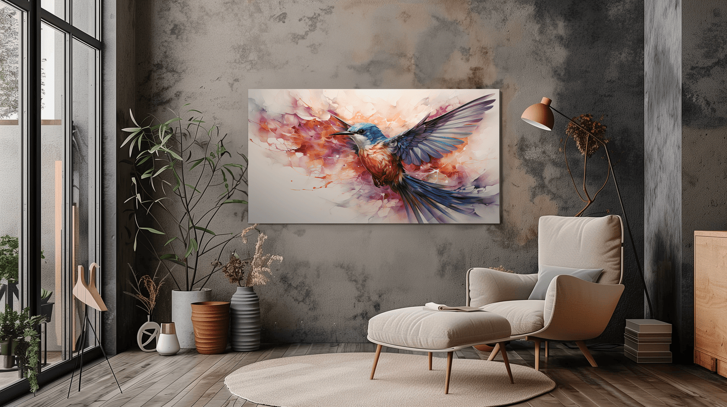 Colourful Bird Canvas with Abstract Background - Wall Art & Decor - Dalexi