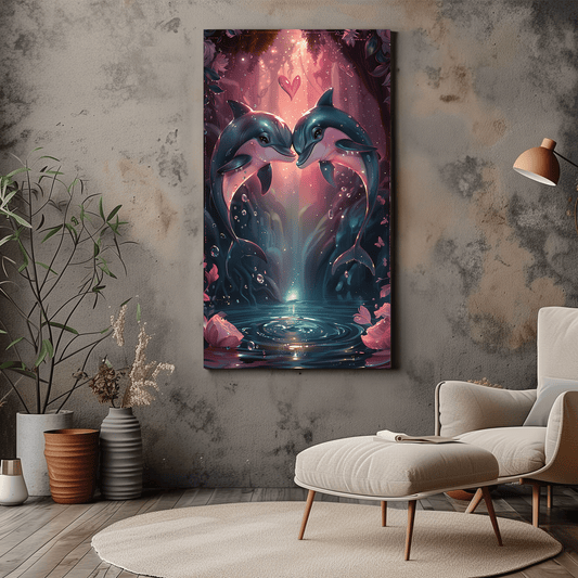 Dolphin Love Wall Art - Romantic Dolphin - Dreamy Art - Dalexi