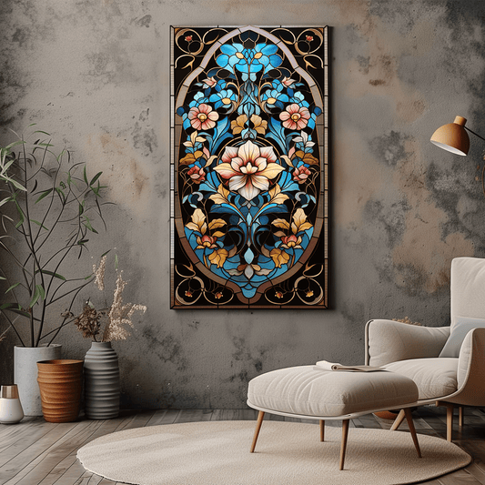 Floral Elegance Stained Glass Art - Victorian Decor - Dalexi