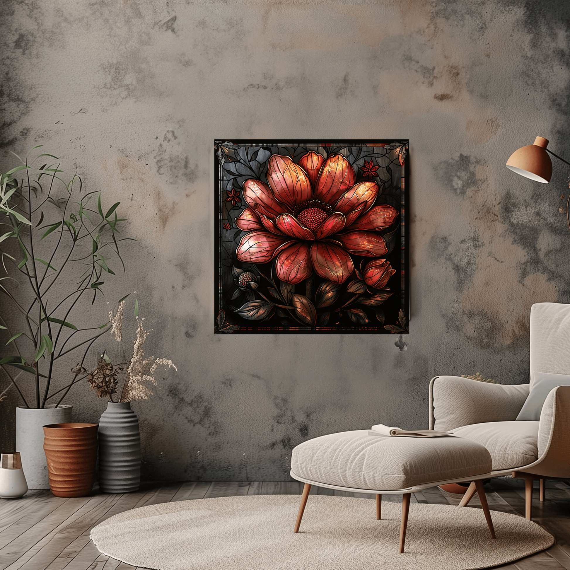 Gothic Flower Canvas Art - Intricate Vibrant Botanical Wall Decor - Dalexi