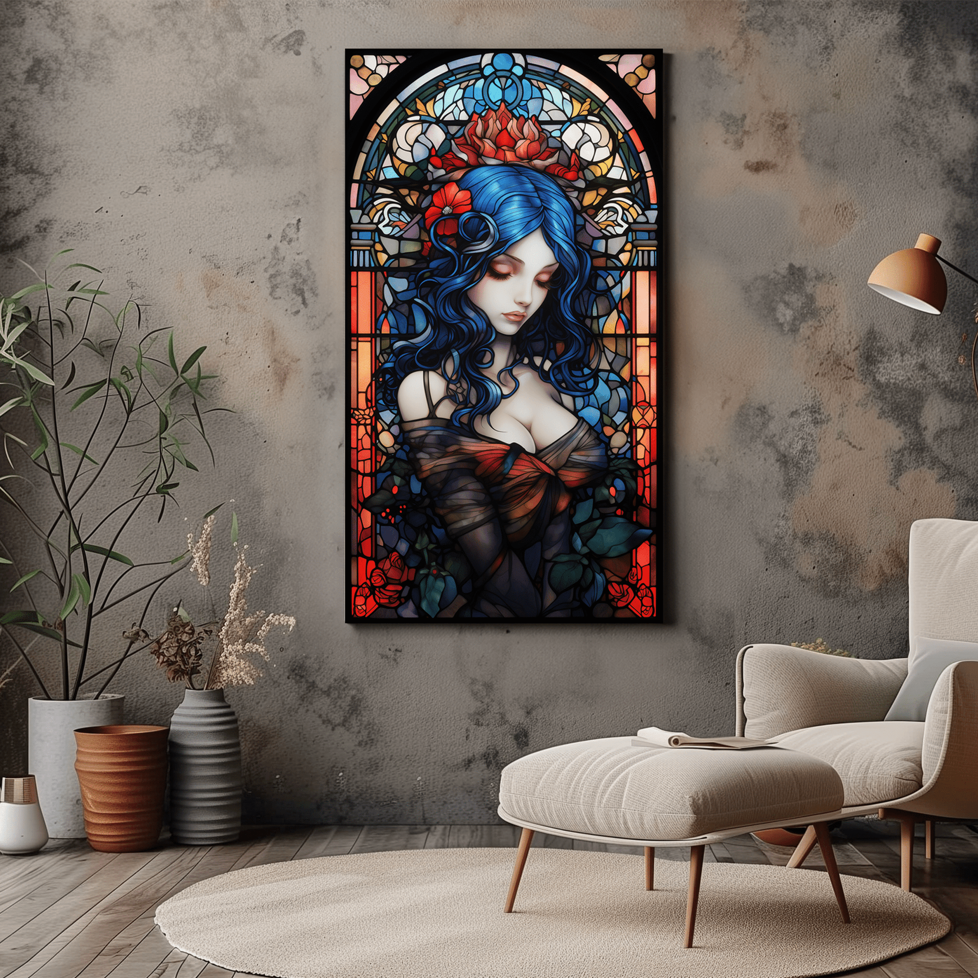 Gothic Woman Art - Stained Glass - Art Nouveau - Dalexi