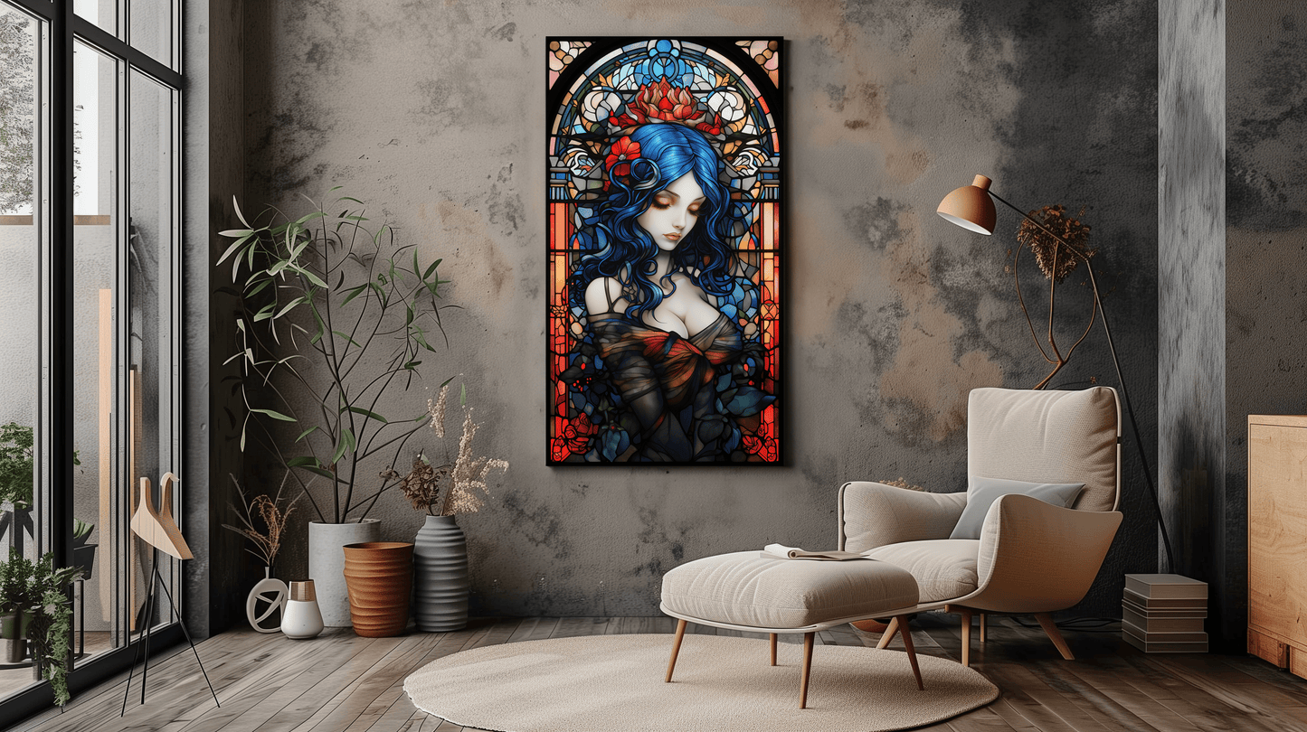 Gothic Woman Art - Stained Glass - Art Nouveau - Dalexi