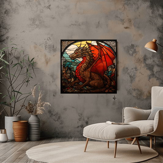 Mythical Dragon Stained Glass Canvas Print - Wall Art & Decor - Dalexi