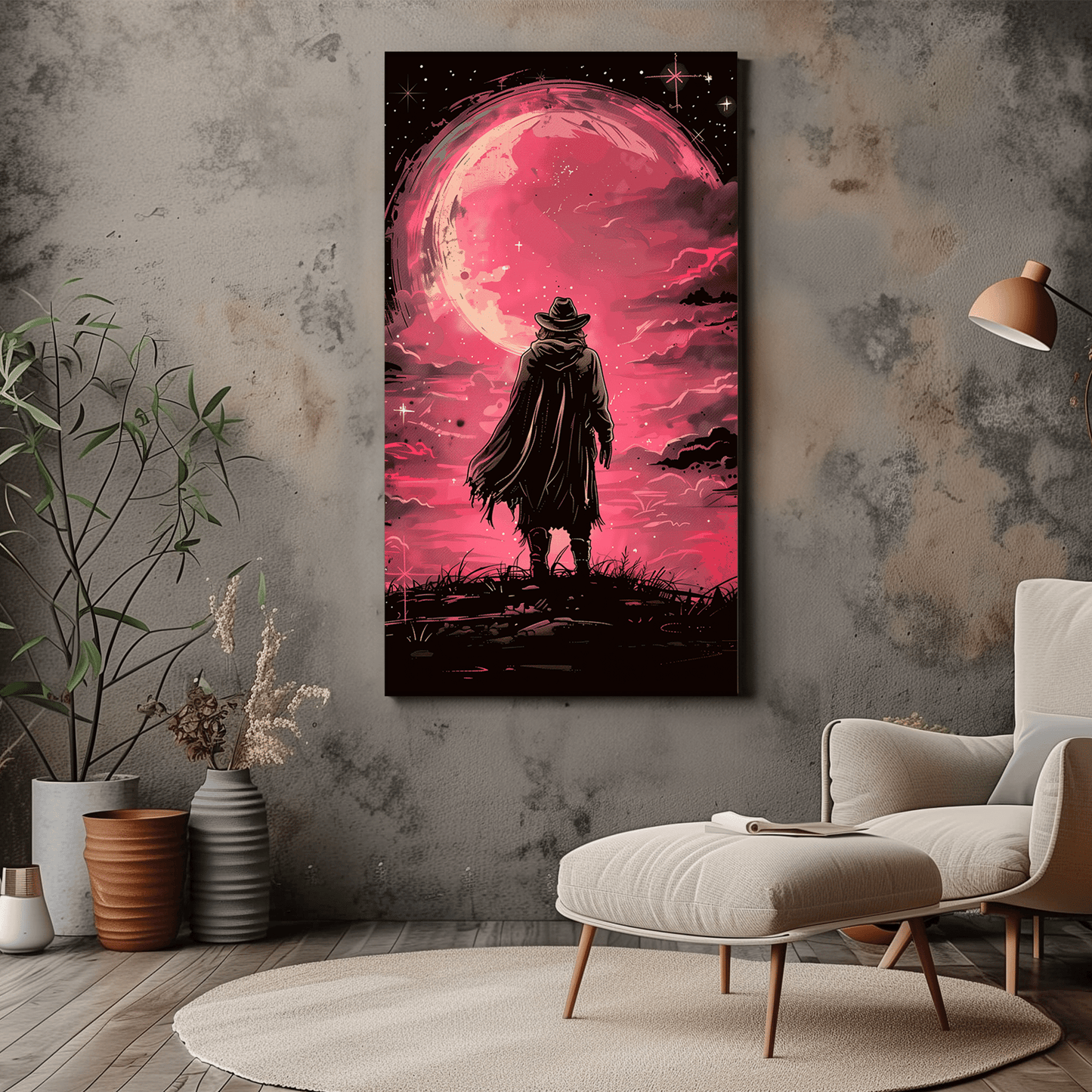 Night Sky with Full Moon Wall Decor - Silhouette Art - Dark Art - Dalexi