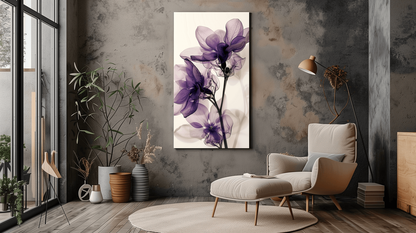 Purple Flower Canvas Wall Art - Elegant Botanical Decor - Dalexi