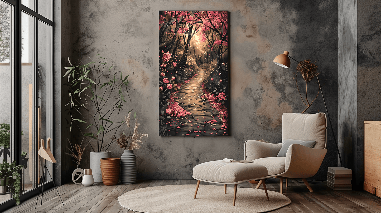 Romantic Rose Path Wall Decor - Canvas Wall Art - Dreamy - Dalexi