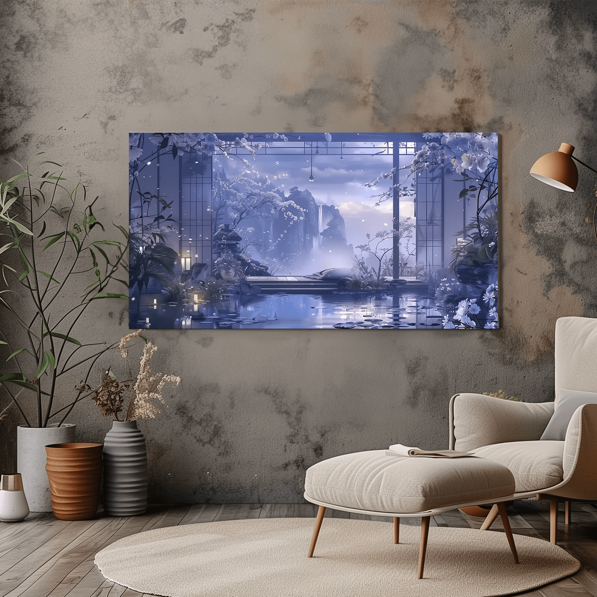 Serene Japanese Garden Canvas Wall Art - Tranquil Zen Landscape - Dalexi