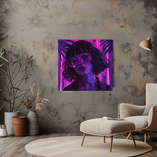 Stylized Woman Portrait Wall Art in Neon Colours - Home Decor - Dalexi