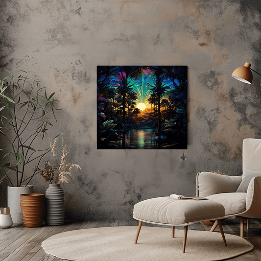 Vibrant Tropical Sunset Wall Art Print - Home Decor - Dalexi