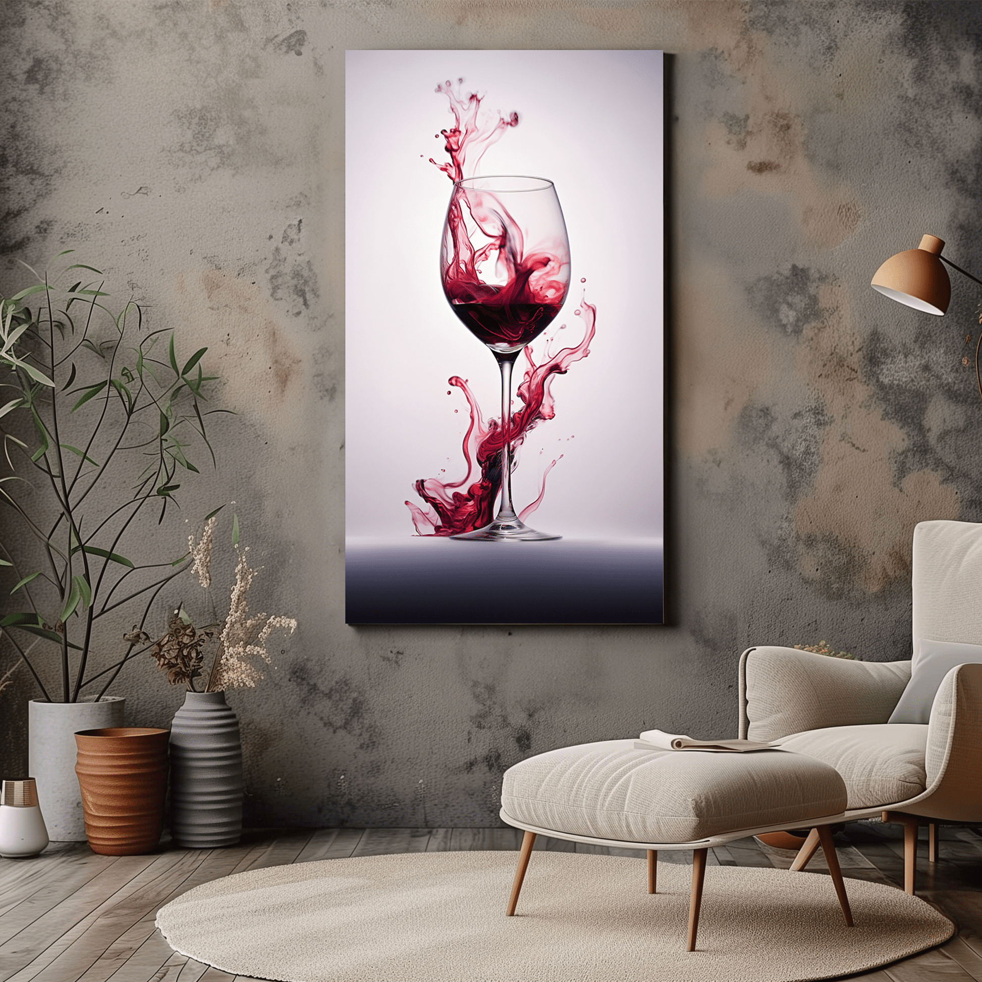 Wine Glass Splash Canvas Art - Modern Kitchen Wall Decor - Dalexi